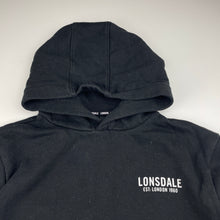 Load image into Gallery viewer, Unisex Lonsdale, black fleece lined hoodie sweater, GUC, size 12,  