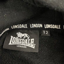 Load image into Gallery viewer, Unisex Lonsdale, black fleece lined hoodie sweater, GUC, size 12,  