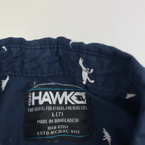 Boys TONY HAWK, navy cotton short sleeve shirt, dinosaurs, GUC, size 7,  