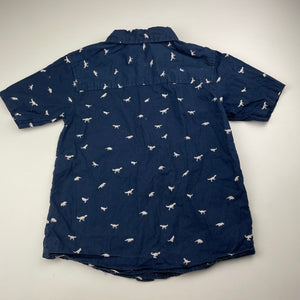 Boys TONY HAWK, navy cotton short sleeve shirt, dinosaurs, GUC, size 7,  