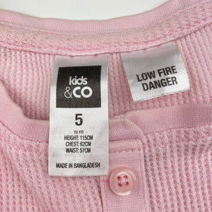 Girls Kids & Co, waffle long sleeve pyjama top, marks on cuffs, FUC, size 5,  