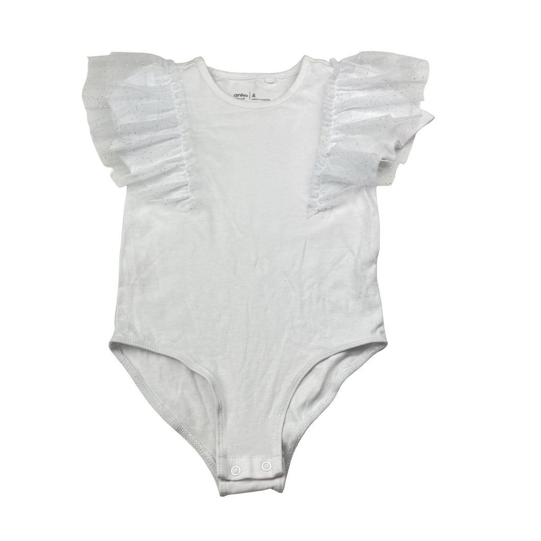Girls Anko, stretchy tulle trim bodysuit, EUC, size 4,  