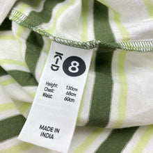 Load image into Gallery viewer, Boys KID, green stripe lightweight cotton tee / top, EUC, size 8,  