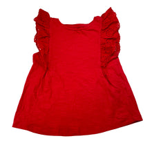 Load image into Gallery viewer, Girls KID, red cotton broderie trim top, EUC, size 7,  