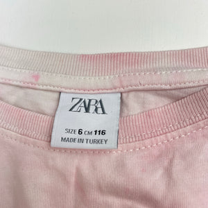 Girls Zara, cropped pink cotton tee / top, EUC, size 6,  