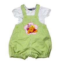 Load image into Gallery viewer, Girls Disney, vintage Winnie the Pooh cotton overalls/shortalls + tee, EUC, size 12 months,  