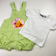 Load image into Gallery viewer, Girls Disney, vintage Winnie the Pooh cotton overalls/shortalls + tee, EUC, size 12 months,  