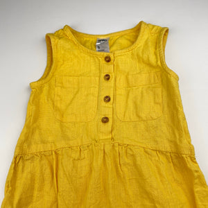 Girls Anko, yellow cotton sleeveless dress, EUC, size 5, L: 53cm