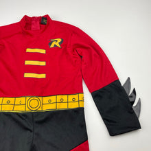 Load image into Gallery viewer, Boys DC Comics, Batman, Robin dress up costume, Inside leg: 38cm, shoulder to cuff: 32.5cm, shoulder to crotch: 41cm, EUC, size 2,  
