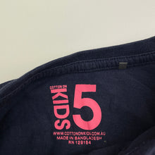 Load image into Gallery viewer, Girls Cotton On, navy cotton long sleeve tee / top, GUC, size 5,  