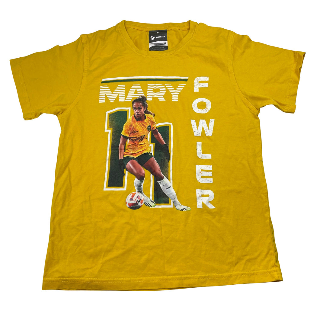Girls Football Australia Official, Matildas Mary Fowler cotton tee / top, EUC, size 8,  