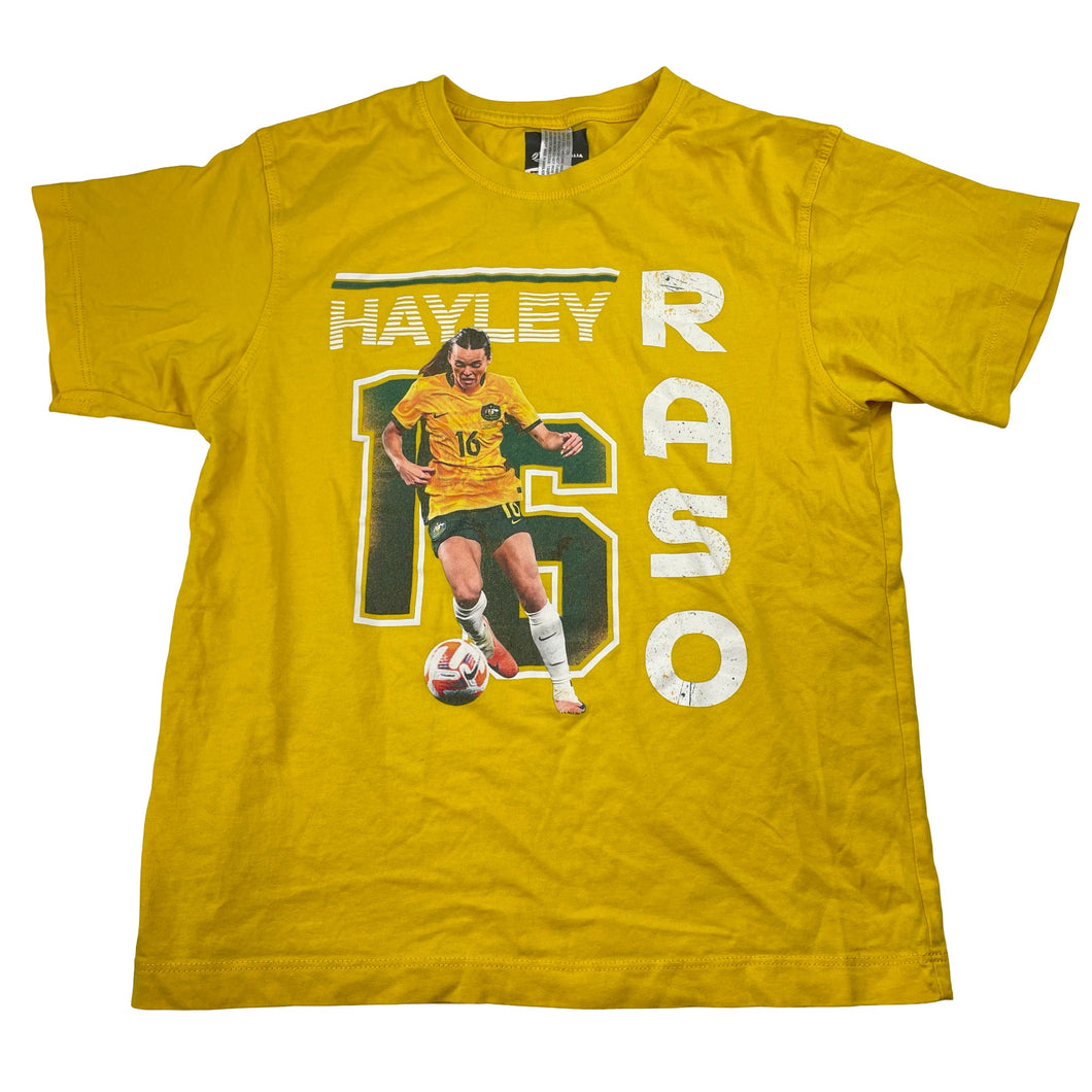 Girls Football Australia Official, Matildas Hayley Raso cotton tee / top, EUC, size 10,  