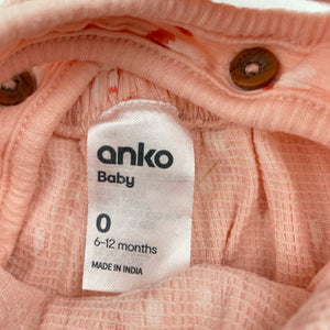 Girls Anko, pink stretchy summer romper, EUC, size 0,  
