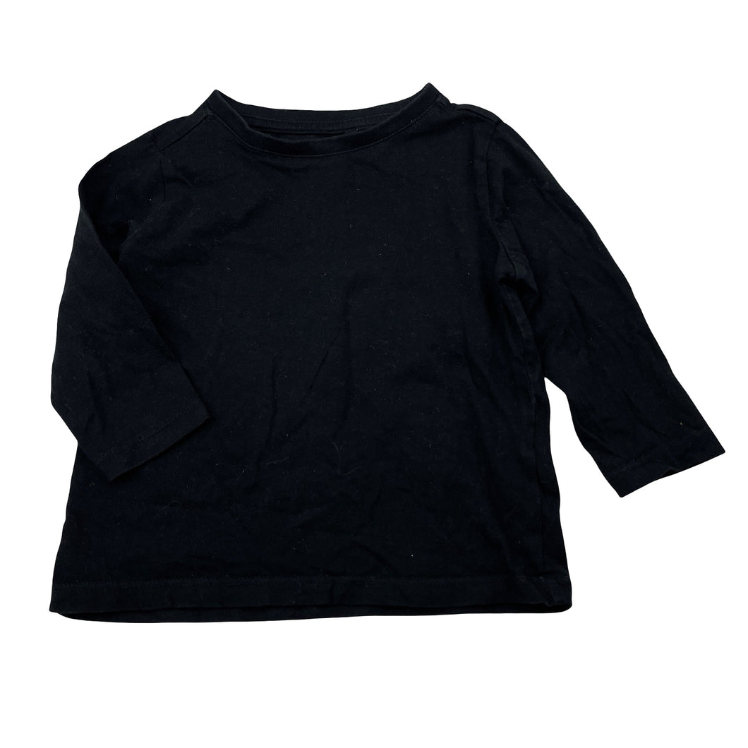 Boys Anko, black cotton long sleeve tee / top, GUC, size 1,  