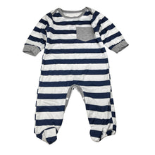 Load image into Gallery viewer, Boys lightweight, navy stripe coverall / romper, EUC, size 0,  