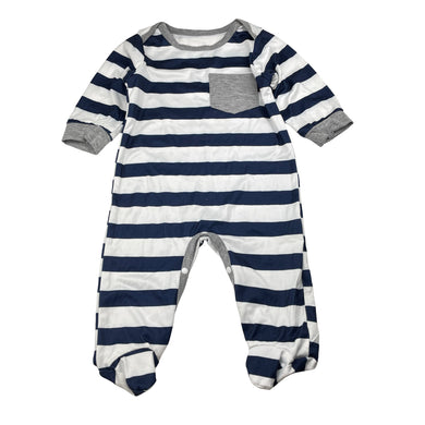 Boys lightweight, navy stripe coverall / romper, EUC, size 0,  
