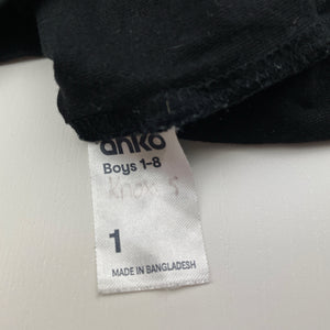 Boys Anko, black cotton tee / top, EUC, size 1,  