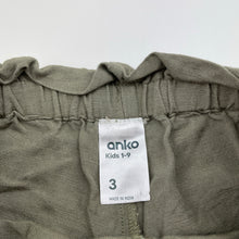 Load image into Gallery viewer, Girls Anko, khaki viscose / cotton / linen shorts, elasticated, GUC, size 3,  