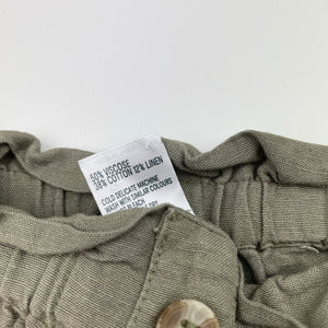 Girls Anko, khaki viscose / cotton / linen shorts, elasticated, GUC, size 3,  