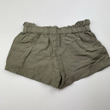 Load image into Gallery viewer, Girls Anko, khaki viscose / cotton / linen shorts, elasticated, GUC, size 3,  
