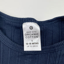 Load image into Gallery viewer, Unisex Target, navy ribbed organic cotton bodysuit / romper, GUC, size 1,  