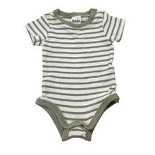 Load image into Gallery viewer, Unisex Cotton On, green stripe ribbed bodysuit / romper, GUC, size 000,  