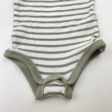 Load image into Gallery viewer, Unisex Cotton On, green stripe ribbed bodysuit / romper, GUC, size 000,  