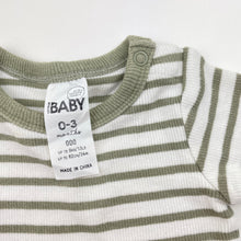 Load image into Gallery viewer, Unisex Cotton On, green stripe ribbed bodysuit / romper, GUC, size 000,  