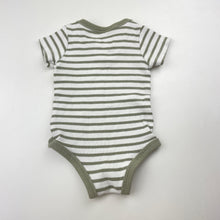 Load image into Gallery viewer, Unisex Cotton On, green stripe ribbed bodysuit / romper, GUC, size 000,  