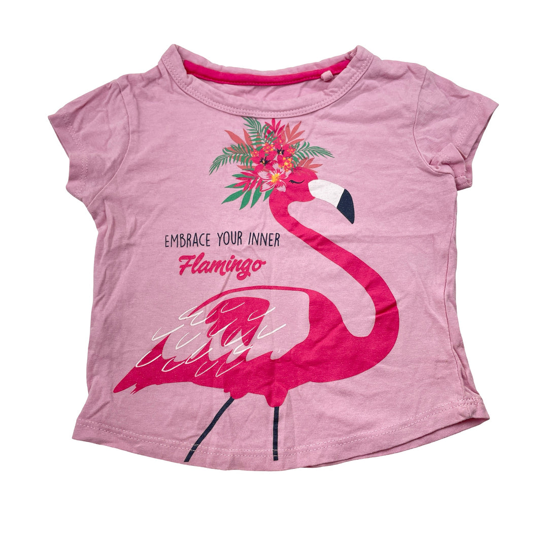 Girls Favourites, cotton tee / top, flamingo, GUC, size 1,  