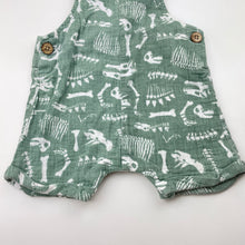 Load image into Gallery viewer, Boys Dymples, cotton overalls / shortalls, dinosaurs, GUC, size 0,  