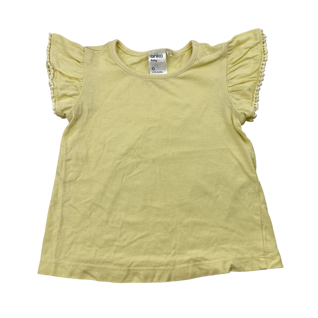Girls Anko, yellow cotton tee / top, GUC, size 0,  