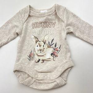 Girls Baby Berry, long sleeve bodysuit / romper, rabbit, EUC, size 00000,  