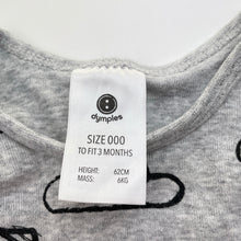 Load image into Gallery viewer, Unisex Dymples, grey cotton singletsuit romper, GUC, size 000,  