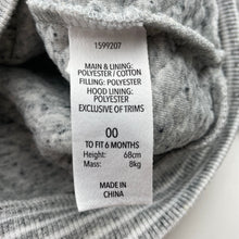 Load image into Gallery viewer, Boys Dymples, grey quilted zip hoodie sweater, GUC, size 00,  