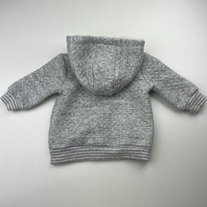 Boys Dymples, grey quilted zip hoodie sweater, GUC, size 00,  