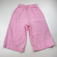 Load image into Gallery viewer, Girls Cotton On, pink linen / viscose pants, elasticated, Inside leg: 25cm, marks front of legs, FUC, size 2,  