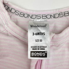 Load image into Gallery viewer, Girls Bonds, zip wondersuit / zippy / romper, marks on cuffs, FUC, size 00,  