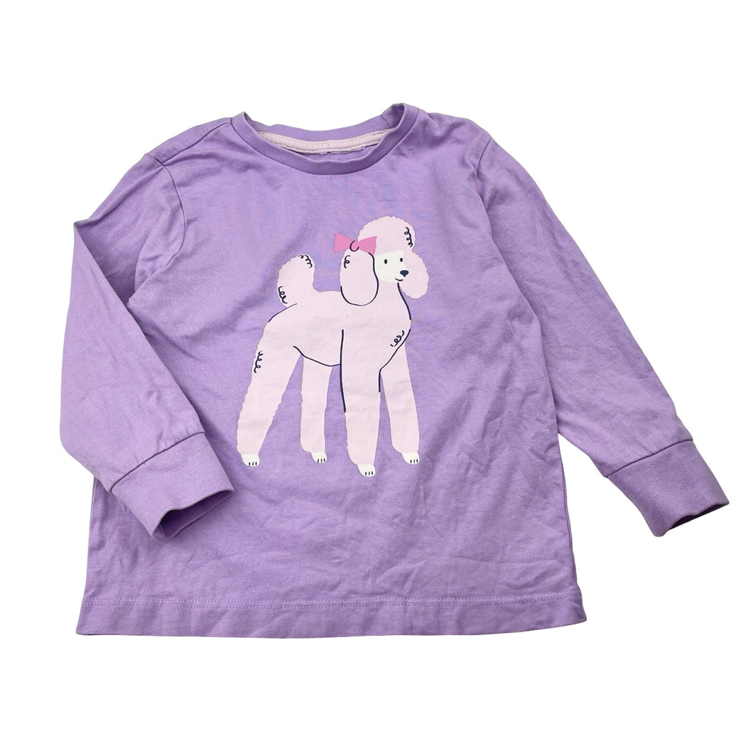 Girls purple, cotton long sleeve pyjama top, dog, GUC, size 1-2,  
