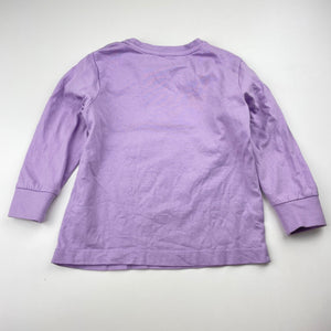 Girls purple, cotton long sleeve pyjama top, dog, GUC, size 1-2,  