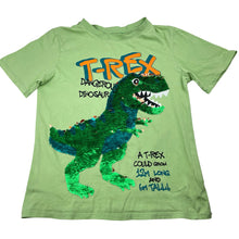 Load image into Gallery viewer, Boys H&amp;M, cotton tee / top, flip sequin dinosaur, GUC, size 7-8,  