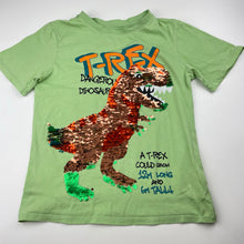 Load image into Gallery viewer, Boys H&amp;M, cotton tee / top, flip sequin dinosaur, GUC, size 7-8,  