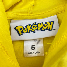 Load image into Gallery viewer, Boys Nintendo, Pokemon Pikachu cotton hooded tee / top, marks front, FUC, size 5,  