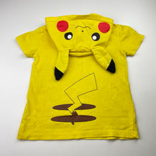 Load image into Gallery viewer, Boys Nintendo, Pokemon Pikachu cotton hooded tee / top, marks front, FUC, size 5,  