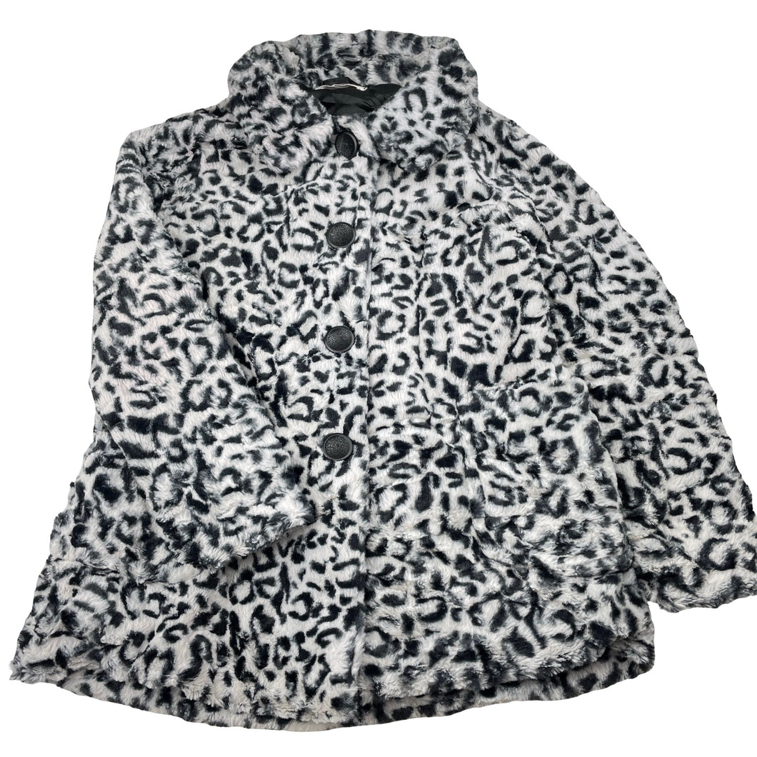 Girls Pumpkin Patch, lined faux fur jacket / coat, no size, L: 48cm, armpit to armpit: 34cm, shoulder to cuff: 44cm, GUC, size 7-8,  