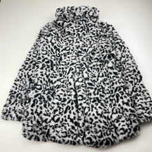 Load image into Gallery viewer, Girls Pumpkin Patch, lined faux fur jacket / coat, no size, L: 48cm, armpit to armpit: 34cm, shoulder to cuff: 44cm, GUC, size 7-8,  