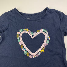 Load image into Gallery viewer, Girls Anko, navy cotton tee / top, heart, GUC, size 6,  