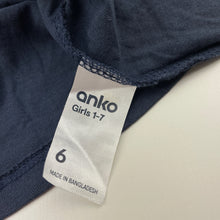 Load image into Gallery viewer, Girls Anko, navy cotton tee / top, heart, GUC, size 6,  