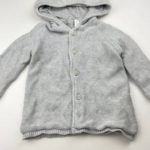 Unisex Dymples, lined knitted cotton hooded cardigan / sweater, GUC, size 1,  