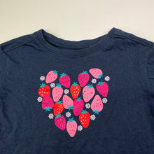 Load image into Gallery viewer, Girls Anko, navy cotton tee / top, strawberries, EUC, size 4,  